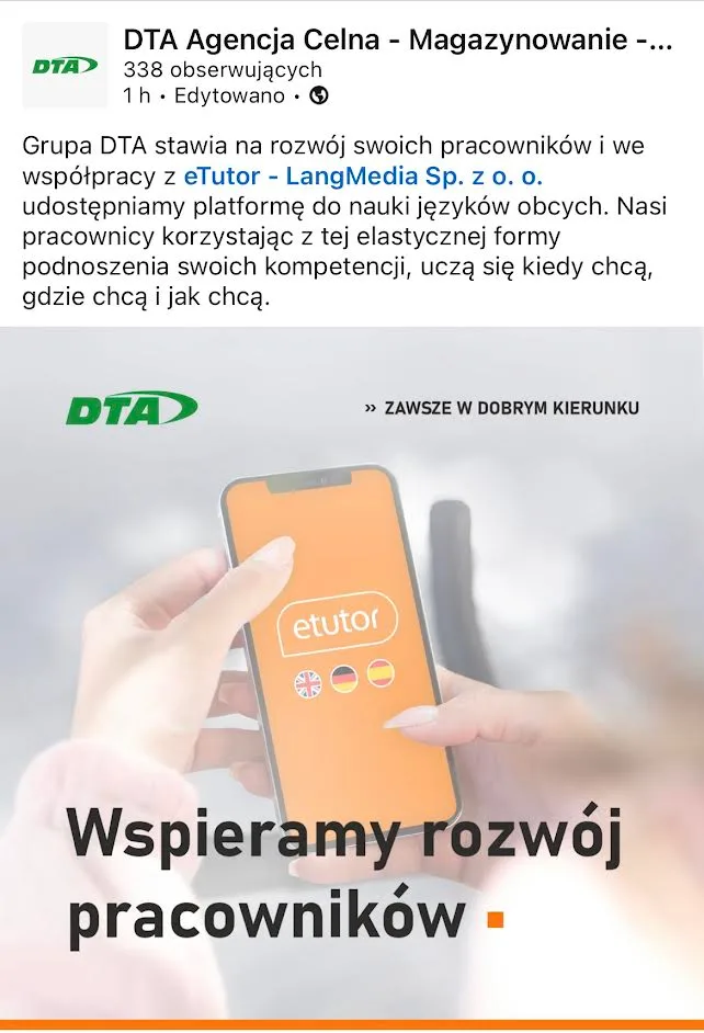 Post DTA Group o nauce języków z eTutor