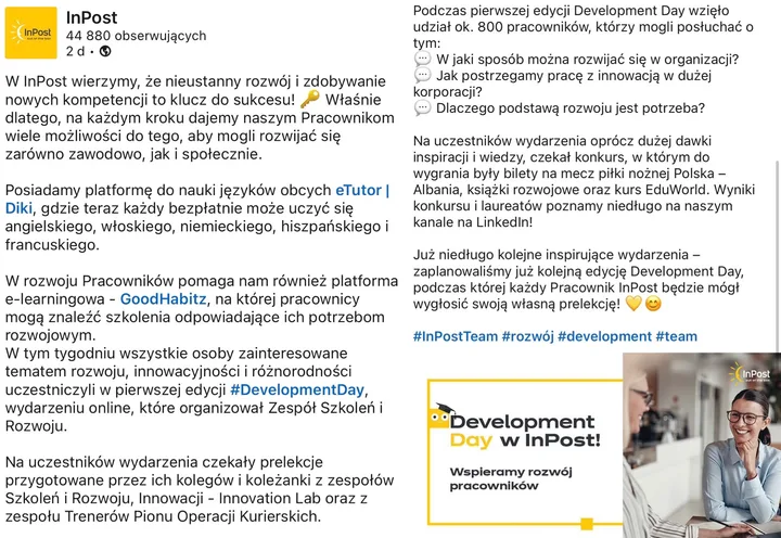 Post InPost o nauce języków z eTutor