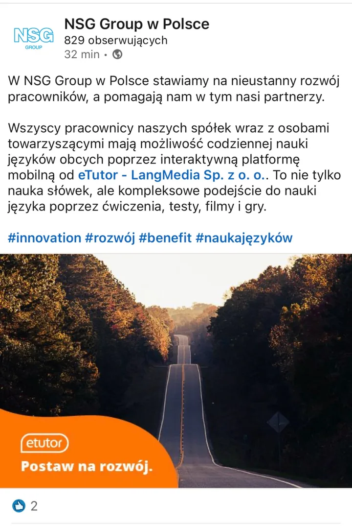 Post NSG Group w Polsce o nauce języków z eTutor