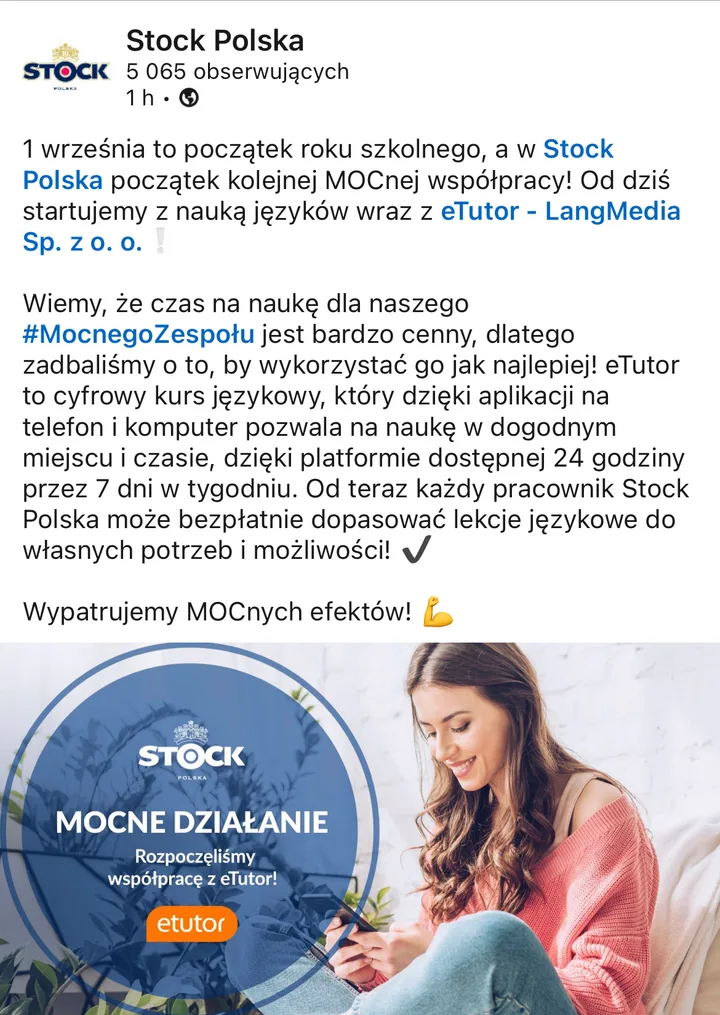 Post Stock Polska o nauce języków z eTutor